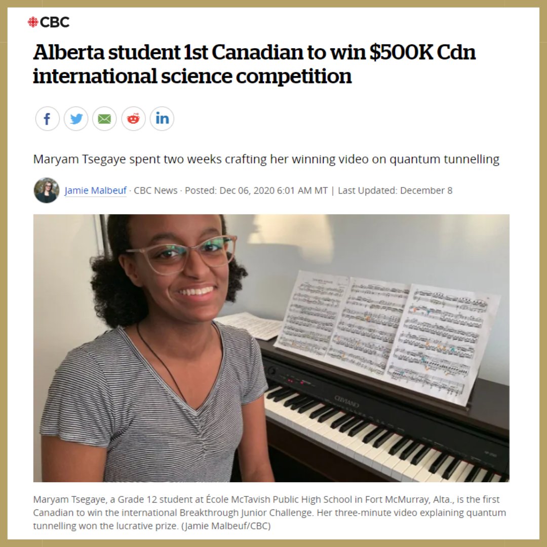 max_gala's tweet photo. Maryam Tsegaye, a student in Fort McMurray, Alta., is the first Canadian to win the $500,000 Cdn international Breakthrough Junior Challenge, a prize that includes a scholarship and new science lab for her school. Read more here: https://t.co/CXXIli485w
#MAX2020 #excellence https://t.co/a4LbfoX3GU