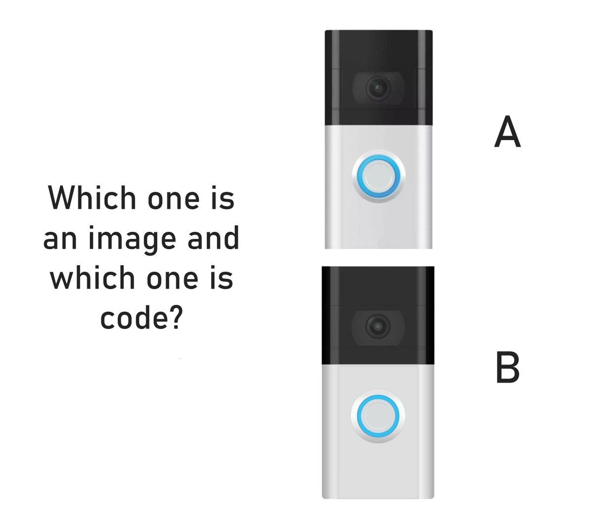 KassandraSanch's tweet photo. Hello friends! 

I made a new piece with just #css &amp; html - Ring Doorbell. 

Can you tell which one is code and which one is an image?

Comment below and I will answer later! 

Code here: https://t.co/SoccBr0IyE https://t.co/QUk2JxX1BM
