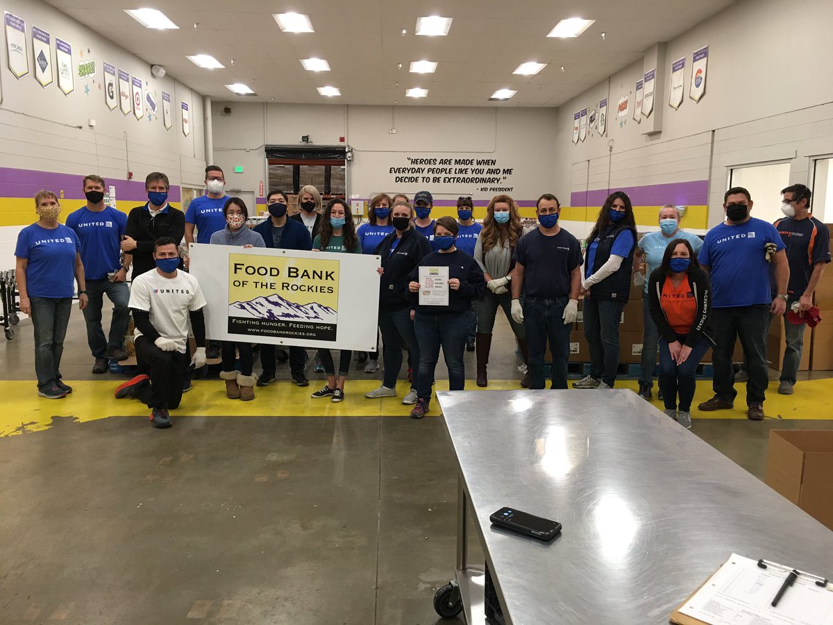 KDatUnited's tweet photo. Love getting to serve the community with my coworkers! We had a huge group at the food bank today and in just 3 hours we packed over 20,000 meals to send across Colorado to families in need! #feedhope #beingunited @weareunited @MattatUnited @FoodBankRockies https://t.co/G3lkIveEWK
