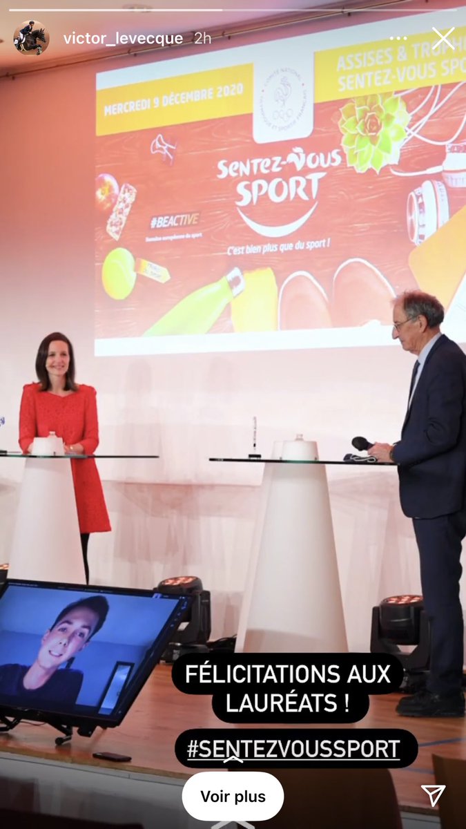 crosif's tweet photo. Au cours d’une cérémonie 2.0, @victor_levecque ambassadeur #SentezVousSport du CROS a remis avec le President de @FranceOlympique le trophée de l’entreprise la plus sportive de France (-250 salariés) #TrophéesSVS 
@FFEquitation #CREIF https://t.co/Zky45RMsEJ
