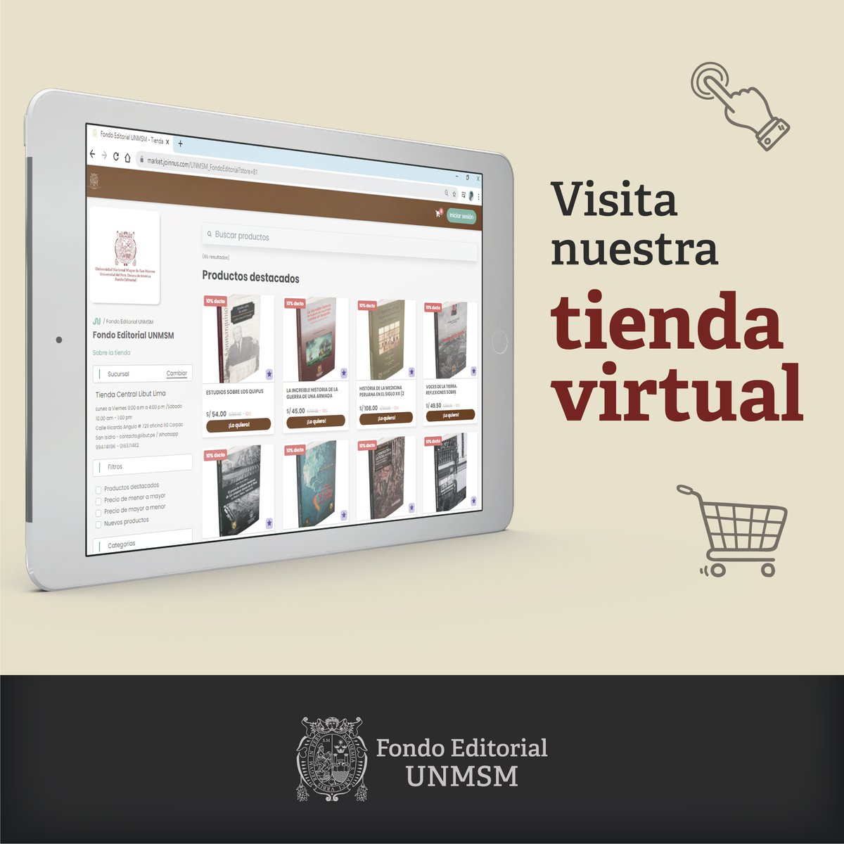 FondoEditUNMSM's tweet photo. 📚 ¡Solo por esta semana, visita nuestra tienda virtual y adquiere nuestros #libros a precios especiales!
🔗 https://t.co/udWueVoBPf
#FondoEditorialUNMSM #LibrosUNMSM #UNMSM https://t.co/E1HpeK6bTQ