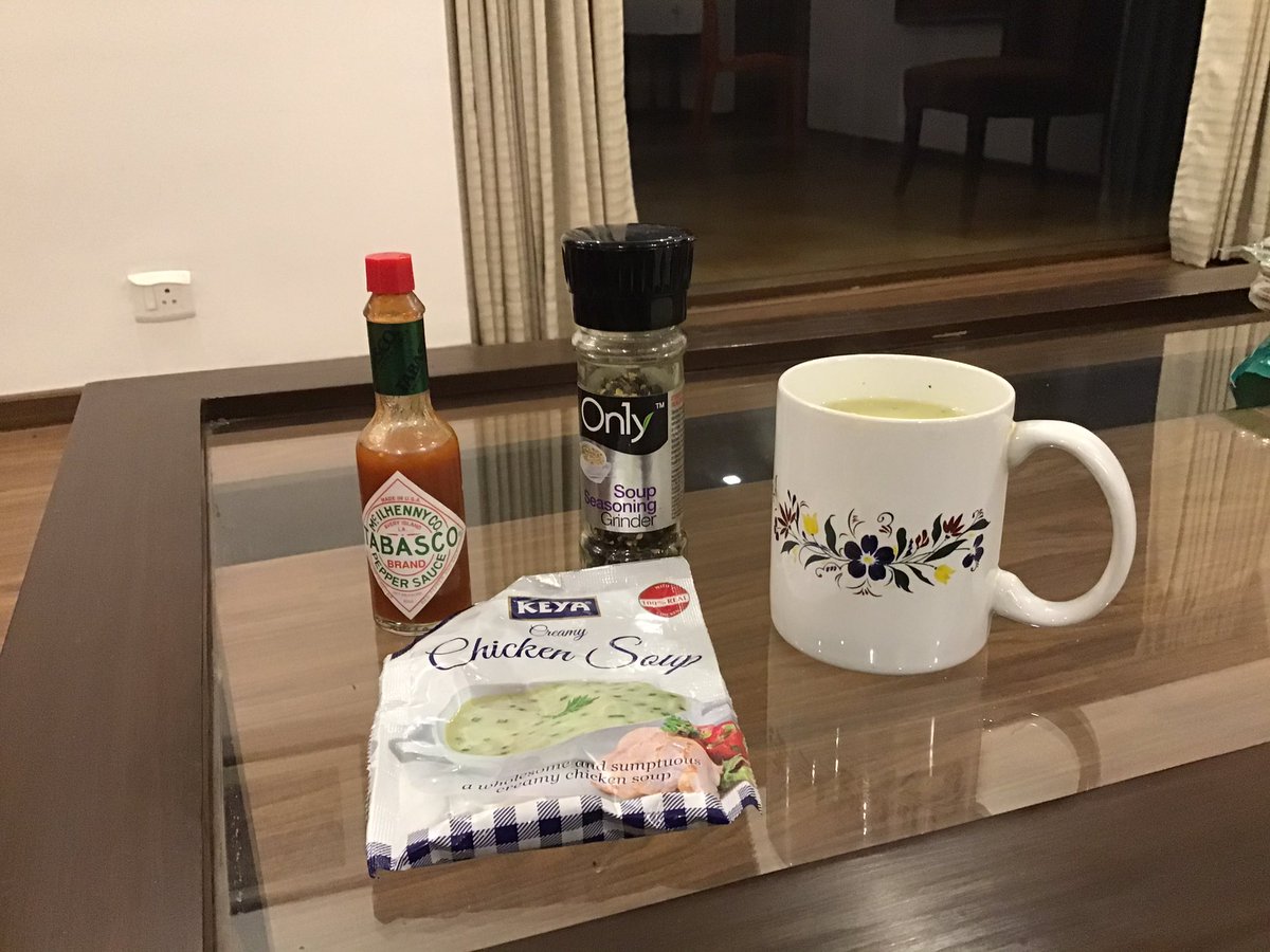 TheRightGhose's tweet photo. Disappointed with @KeyaFoods Cream of Chicken Soup. Even the seasoning and @@TABASCO couldn’t rescue it. What happened to the @Campbells Tinned soups? Don’t see them any more? #KeyaSoups #Dinner https://t.co/X1EFoPGK0A
