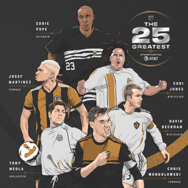 MLS's tweet photo. ⭐️ 𝗧𝗵𝗲 𝟮𝟱 𝗚𝗿𝗲𝗮𝘁𝗲𝘀𝘁 ⭐️
Official! Meet the 25 players who have had the greatest influence on the first 25 years of MLS, as voted by players, media & staff.
Swipe for the full group ↔️