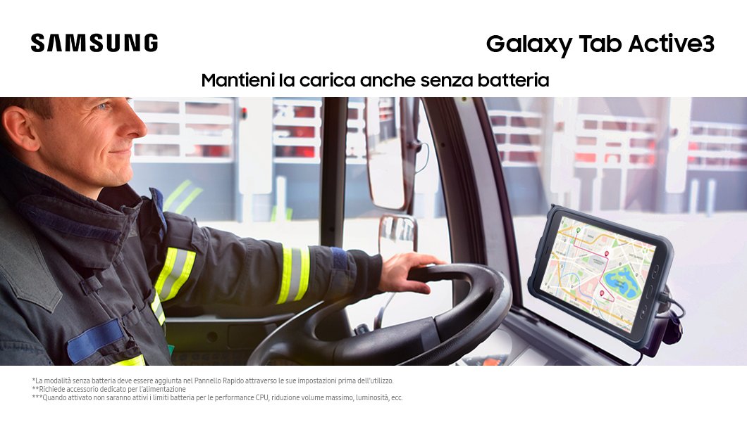 Scegli l'alimentazione più giusta per il tuo ambiente di lavoro. #GalaxyTabActive3. Scopri di più: bit.ly/3n5GoK4