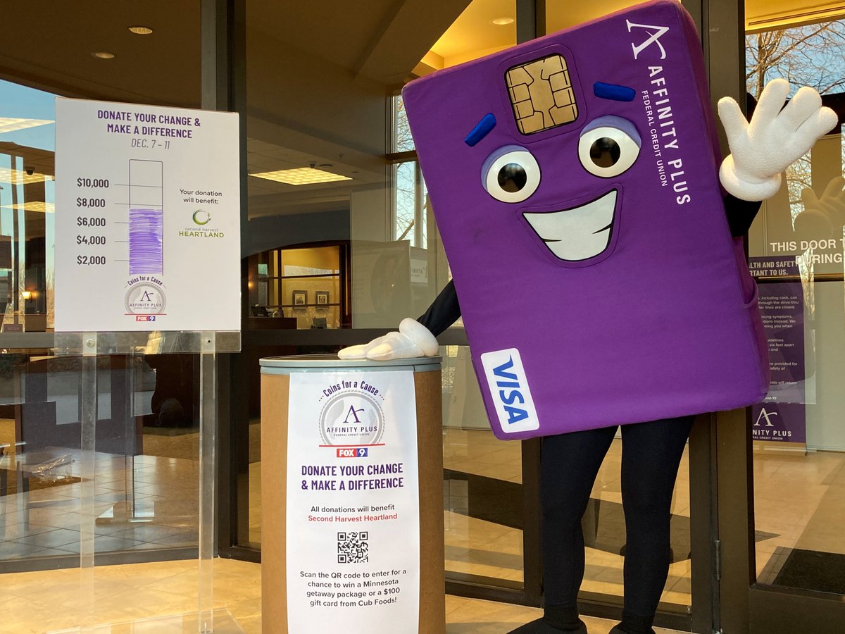 Affinity_Plus's tweet photo. Bring your spare coins to a participating Affinity Plus branch parking lot on 12/11. And we’ll thank the first 50 donors, at each location, with a gift bag from Affinity Plus &amp; @FOX9! Donations will go to @2harvest or your local @FeedingAmerica food bank. https://t.co/BEwJzh03vy https://t.co/uFeJXImOhS