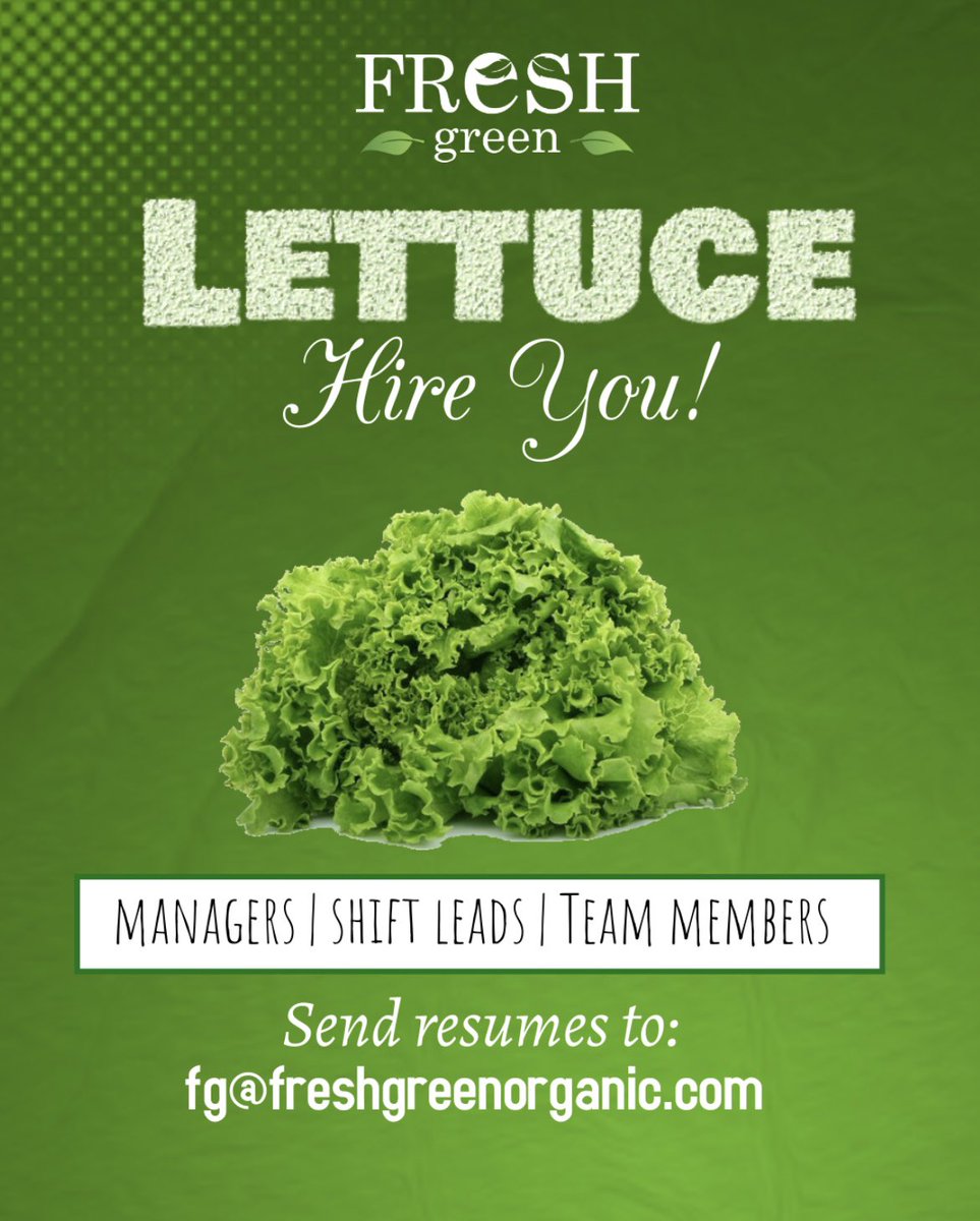 freshgreen___'s tweet photo. Fresh Green is now hiring for several positions at both our Laurel, MD and Bowie, MD locations. Please send resumes to fg@freshgreenorganic.com 🍃 https://t.co/gvYjv5Rboe