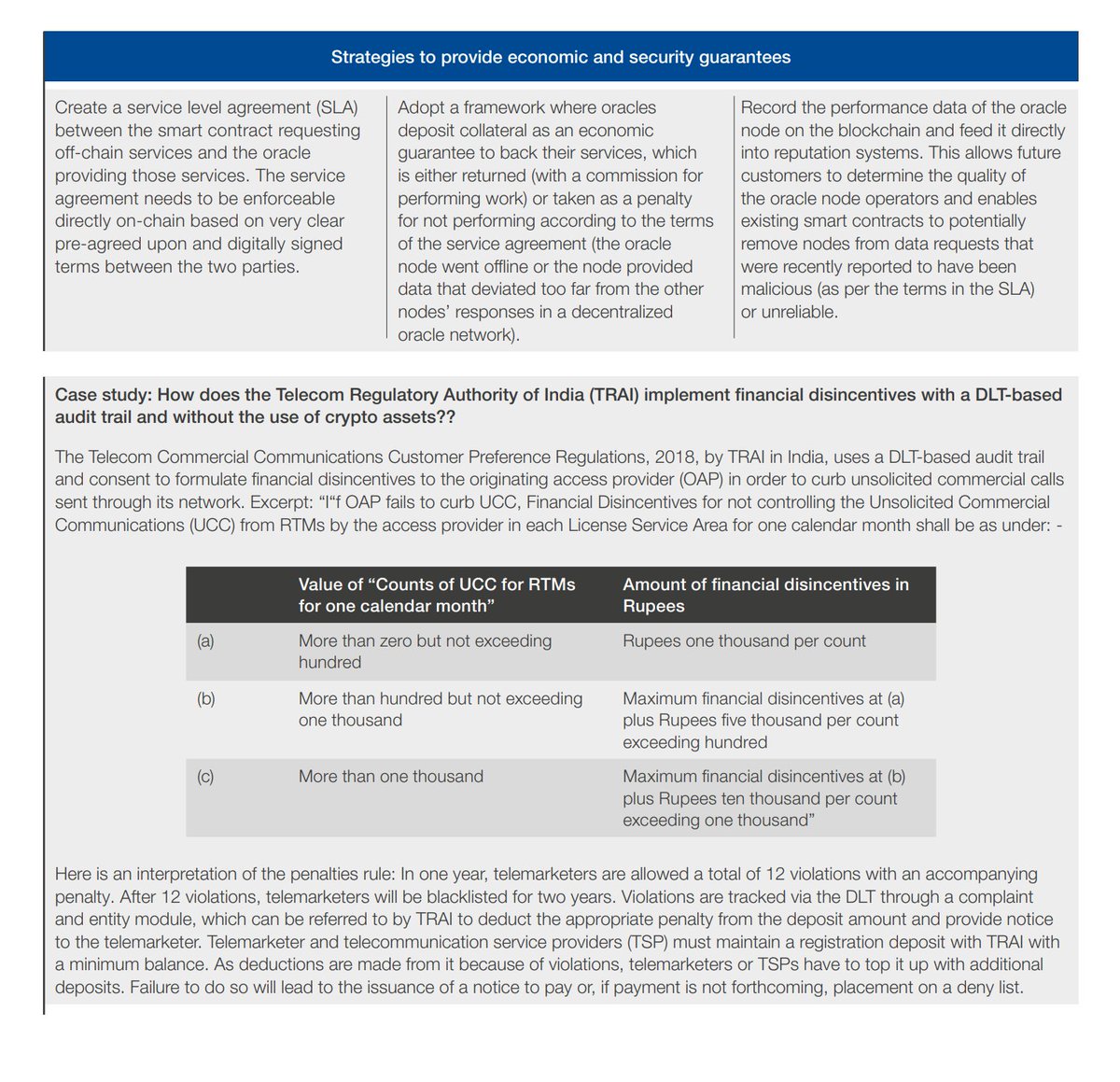 "If smart contracts are to automate business processes between multiple parties, then there need to be very clear terms between the smart contract & the oracle mechanism responsible for connecting it to all the inputs and outputs in the form of a binding service level agreement."