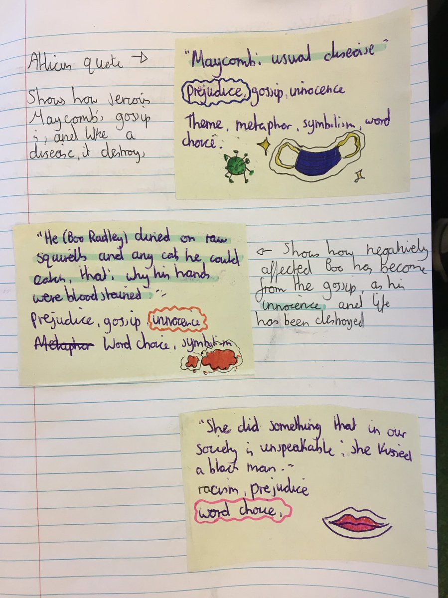 Loving these ‘To Kill A Mockingbird’ flashcards created by one of my NAT 5 pupils. I’m particularly liking the little pictures to accompany each quote! #bxaenglish #flashcardrevision #tkam