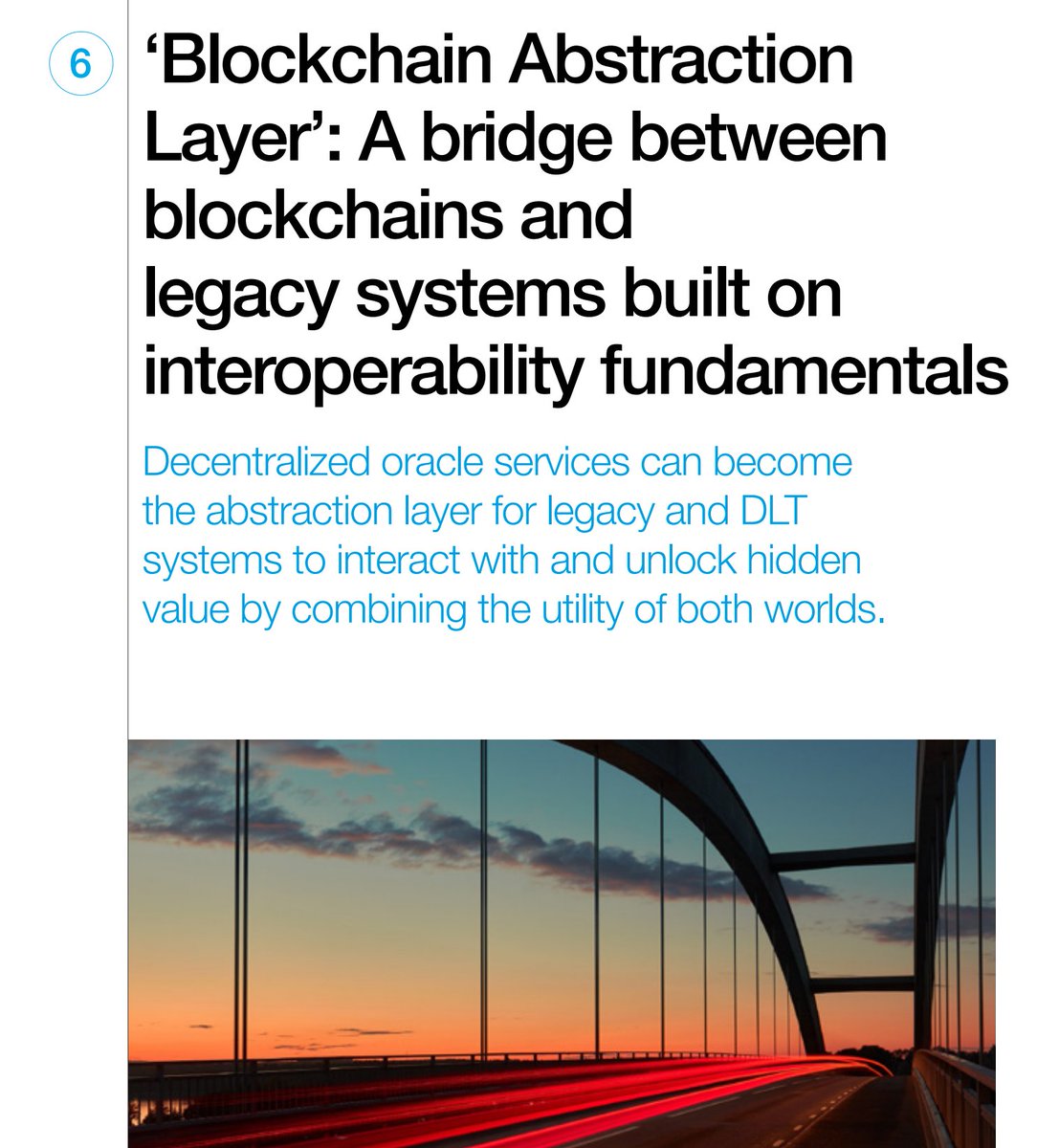 "What is needed is a permissionless abstraction layer that anyone can use to connect any on‑chain & off‑chain systems together to provide deterministic operations in business processes, without having to completely rebuild the backend of legacy systems."Backwards compatibility!