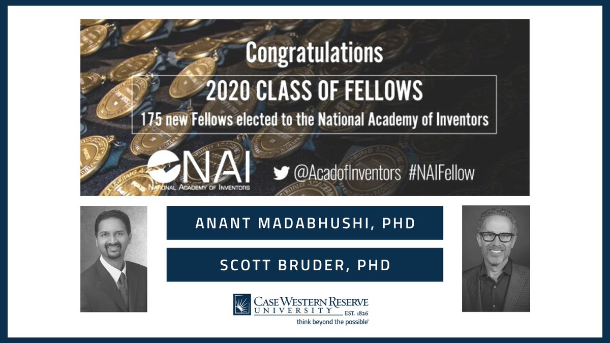 CWRU BME leaders Scott Bruder Ph.D., and Anant Madabhushi, Ph.D., have been named 2020 @AcadofInventors Fellows! Dr. Bruder and Dr. Madabhushi were selected for their dedication to the advancement of academic technology and innovation. @anantm #NAIFellow bit.ly/2Kcrx1R