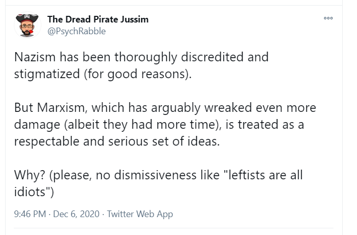. @PsychRabble recently asked a Q [replies below it gift superb ponder fodder]WHY Marxism gets treated w/respect despite effects. Methinks the study answers this exceedingly well & certainly better than my 2 feeble attempts.But they aren't disjunctive4/n https://drive.google.com/file/d/150MRdy4Idxyq5biNQmJIe5TXvDOlxRk9/view