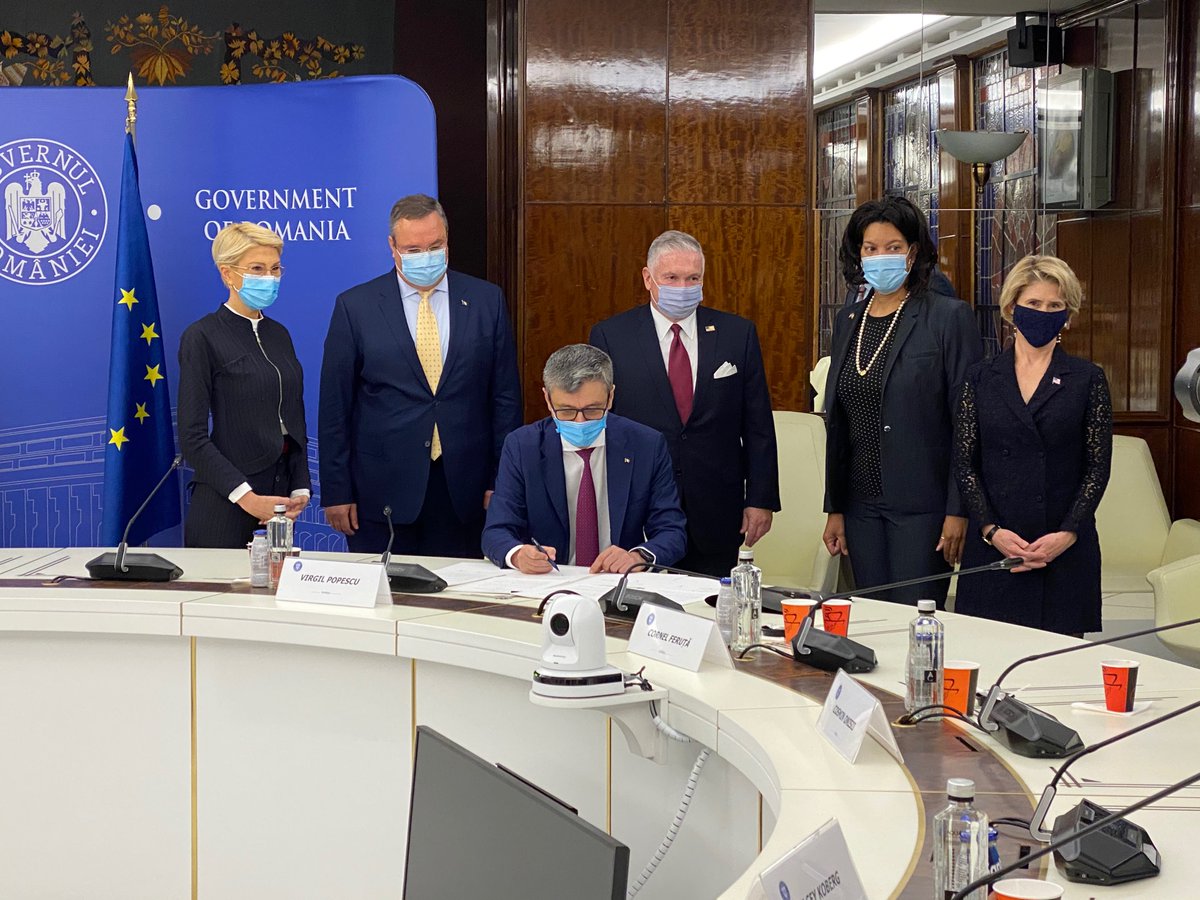 IntlAffairsDOE's tweet photo. BREAKING NEWS: @Energy @SecBrouillette and #Romania Minister Virgil Popescu (@vpopescu68) signed an Intergovernmental Agreement on Civil #Nuclear Cooperation. This agreement bolsters global energy security with Romania in cooperation with the U.S. https://t.co/EPZsAwAw62