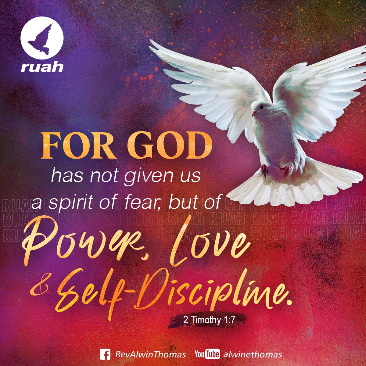 alwinthomas's tweet image. For God has not given us a spirit of fear and timidity, but of power, love, and self-discipline.
2 Timothy 1:7

#dailybreath #ruah #ruahministries #bibleverse #blessingword #love #power #selfdiscpline #verseoftheday #november #dailyword #promisesofgod #sprinkleofjesus #bibleblog
