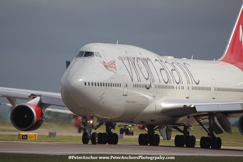 Peter34080554's tweet photo. Today we said a farewell to @VirginAtlantic B747-400 G-VLIP departing @HeathrowAirport today here she is at @manairport positioning to Gatwick last year and will join @747GVROS and her other sister's https://t.co/qLhtpVhVeA