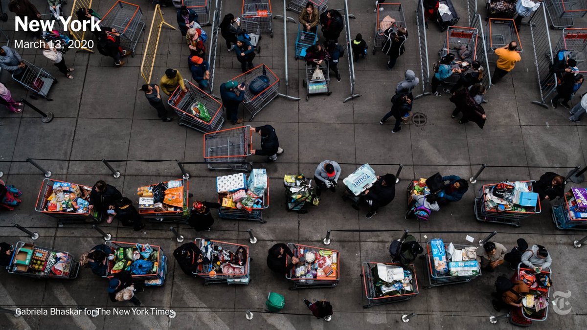 As the coronavirus spread and lockdowns loomed, panic-buying of grocery staples, medicines and cleaning products skyrocketed. The first major outbreak hit New York City in March and life in the city ground to a halt.  https://nyti.ms/36Y6BEX 