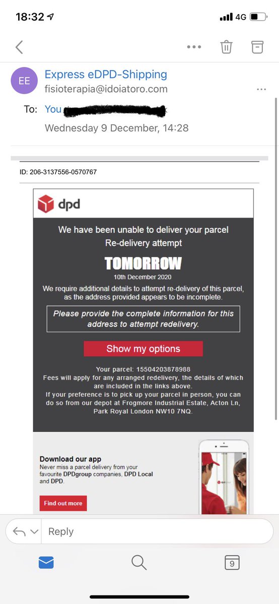 daniel_e88's tweet photo. @dpd_support is this legit? It wants me to put my card details in to pay for re-delivery. Plus the email address it came from doesn’t seem right. https://t.co/odMi7UBBbY