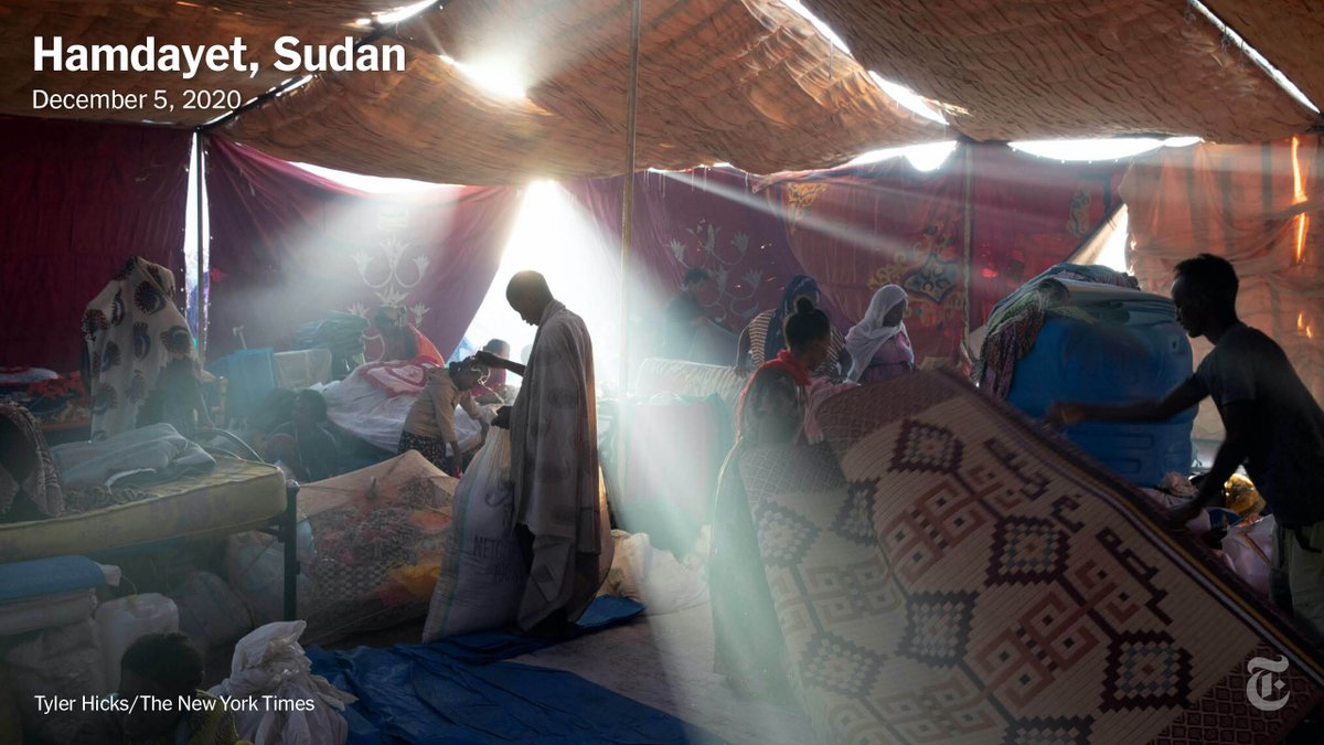 At least 45,000 people have fled war in Ethiopia’s northern region of Tigray. In December, Tyler Hicks photographed refugees sheltering in Sudan. Aid groups warn that another 100,000 refugees may follow in the next six months if fighting continues.  https://nyti.ms/39X15o4 