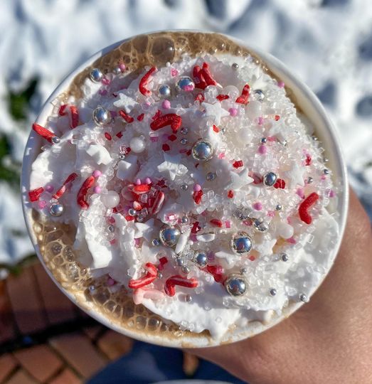 Talk about a cup of cheer! ☕️✨ Check out <a href="/MBCoffeeCo/">Maddie & Bella</a>'s seasonal menu of tasty drinks including this Peppermint Mocha, topped with some holiday flare. #ThisIsToledo 

📷: maddieandbella