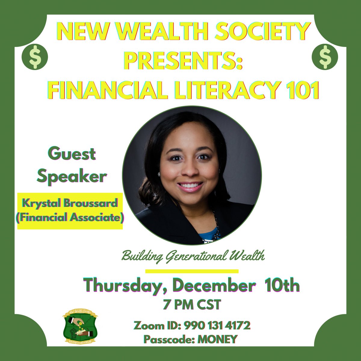justin1matthews's tweet photo. Are you ready to take your first steps towards financial Freedom? We will have guest speaker, Krystal Broussard, a professional financial advisor come and give us insight on how we can better manage our money as upcoming adults! #MyDu 💰💙 

RSVP Link:
https://t.co/dhDxTLlByW https://t.co/OOAX3PrwFs