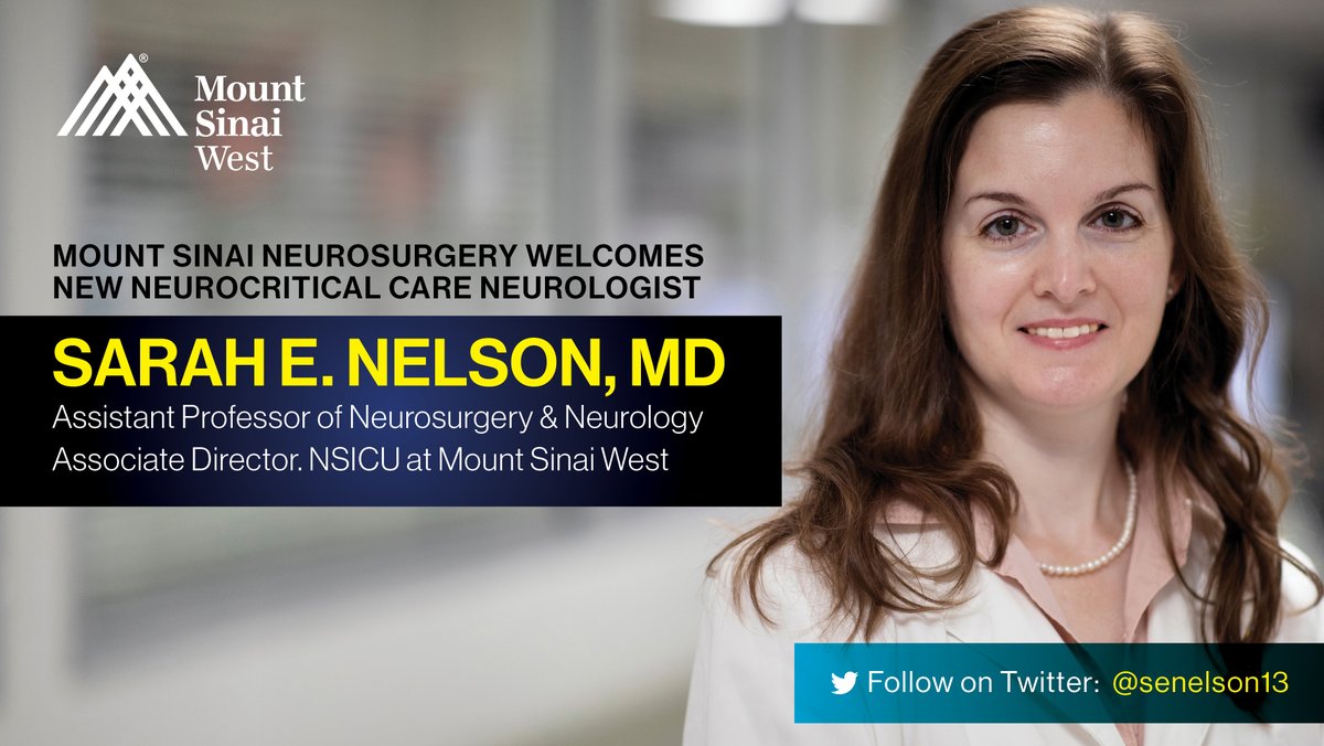 MountSinaiNeuro's tweet image. Welcoming our new @MountSinaiNCC neurologist and Associate Director of the #NSICU at Mount Sinai West, Dr. Sarah Nelson!
Follow her on Twitter: @senelson13 
Check out her bio: bit.ly/DrSarahNelson
#NeuroCC #Neurocritical @neurocritical @MSHSNeurology @MountSinaiNeuro
