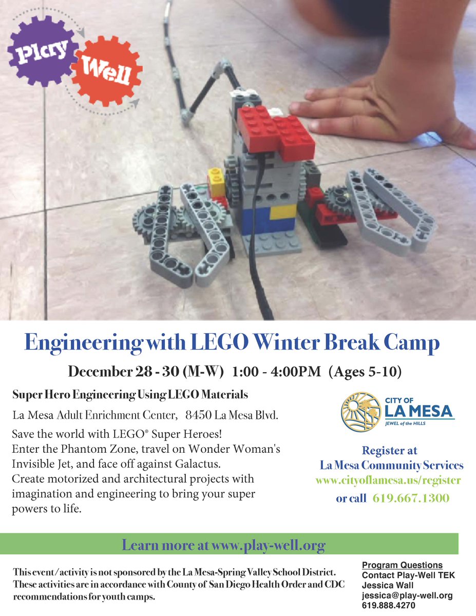 Save the world with LEGO® Super Heroes! Enter the Phantom Zone, travel on Wonder Woman's Invisible Jet, and face off against Galactus. Create motorized and architectural projects with imagination and engineering to bring your super powers to life. #lego #lamesa
@LaMesaCA