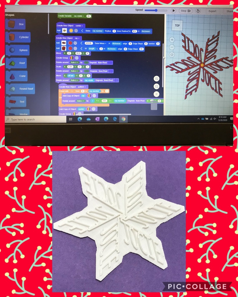 PutnamWVSchools's tweet image. Students at GW Middle are learning to code! Students are working to create a snowflake shape, using their name within the snowflake design. As they submit projects, Ms. Abbott is 3D printing their snowflakes to mail them out just in time for the holidays!❄️🖥⚛️#PutnamProud #CS4WV