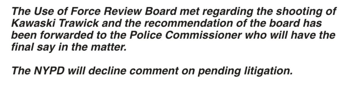 We checked in yesterday with the NYPD about the case and the suit. It said the investigation *is* complete, but the commissioner still has to review it.