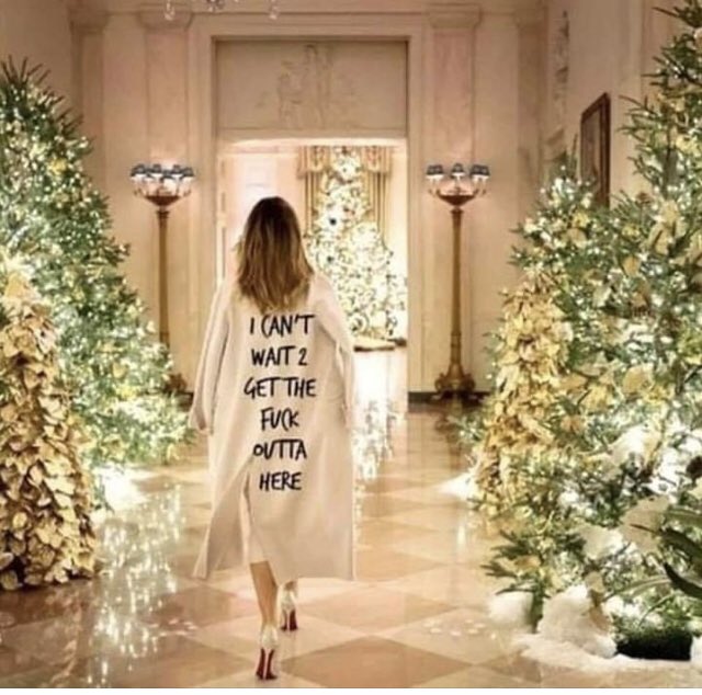 LynnoVen's tweet photo. @MysterySolvent #crybabyTrump probably won’t return to the White House after the holidays. 
Melania def won’t! https://t.co/oFQ5VsUMFw