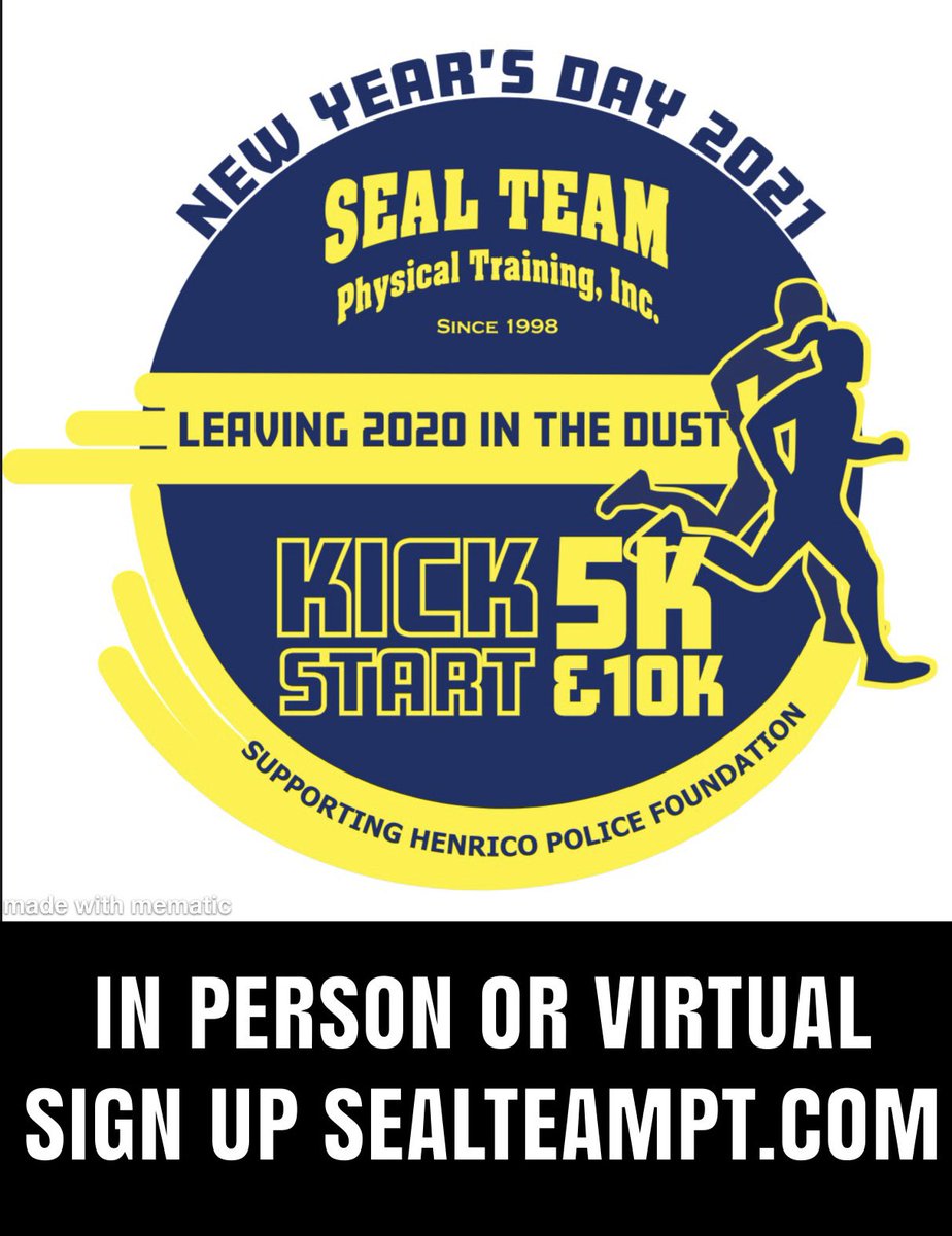 Please share:  Start the New Year with our 5k/ 10k. Get in a good workout and at the same time support a good cause.  Sign up on our website sealteampt.com
#runningmotivation #fitnessmotivation #fitness #newyear2021 #sealteampt