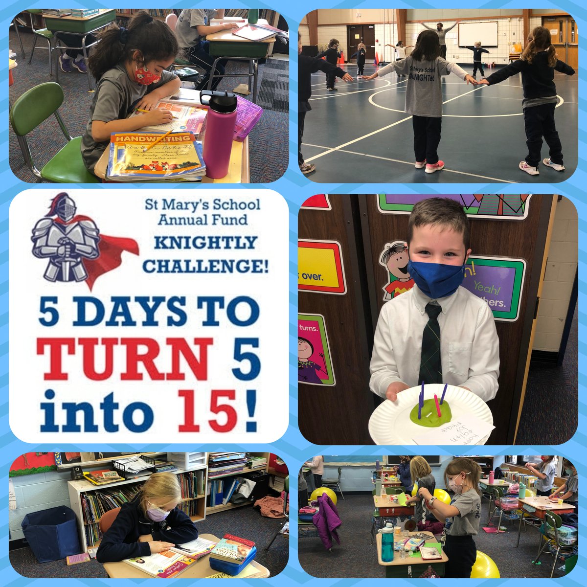 5 joys of being in person for school
1. Building Classroom Community 2. Learning &amp; Creating every day 3. Sharing our Faith 4. Helping Others 
5. Seeing our Friends every day  
 30% towards our goal of $10,000!  Are you ready to take the challenge? my-site-101130-103008.square.site