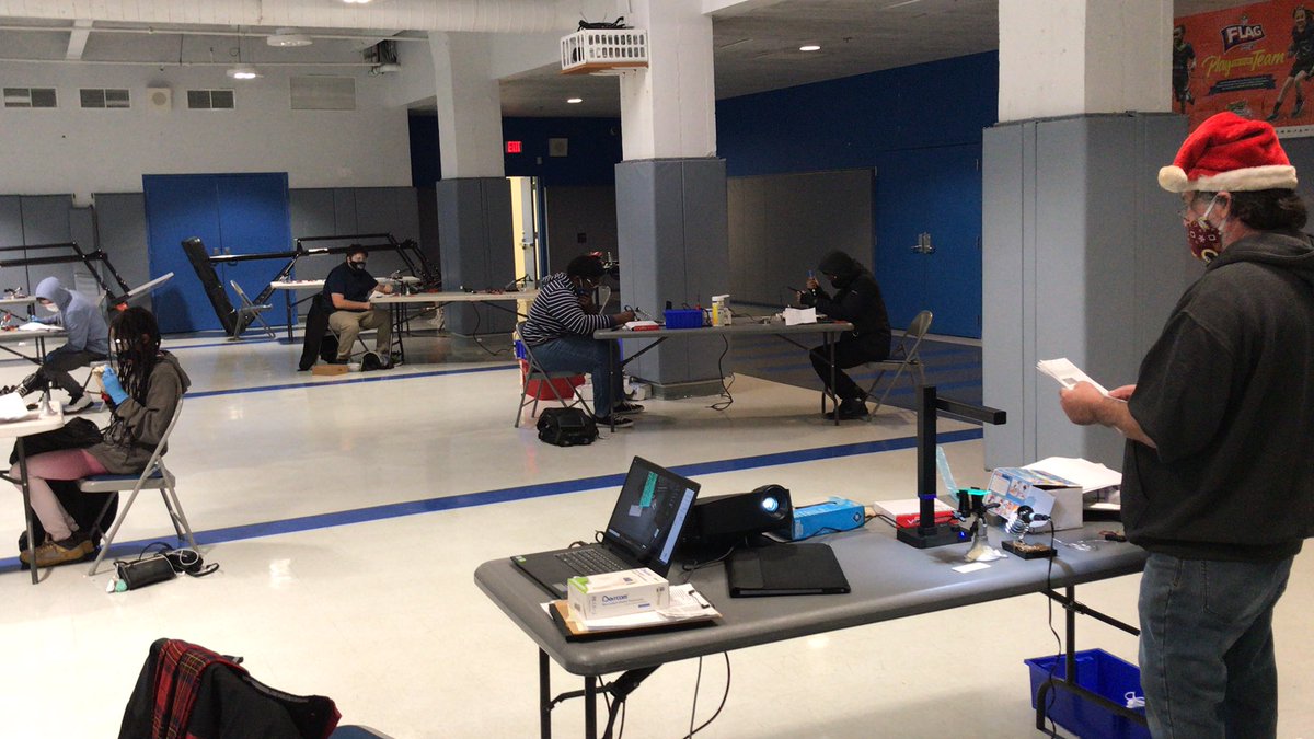 Soldering lab for the Digital Electronics class. Keeping us all socially distant while working hands on. <a href="/PLTWorg/">Project Lead The Way</a> <a href="/NAFCareerAcads/">NAF</a> #DCPSrising