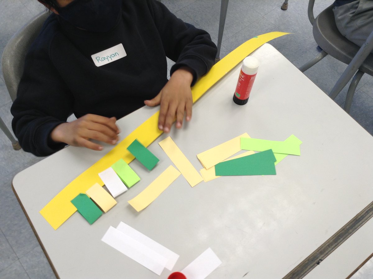 Ms_C_Dickson's tweet photo. Gr1 Art: Ms. G's class made "Season Crowns" as part of our study of the changes in nature &amp; patterning. Students had to use their fine motor skills &amp; Math patterning to create these 'crowns!' #EdgemontStrong @EdgemontCBE https://t.co/krcvtbw36k
