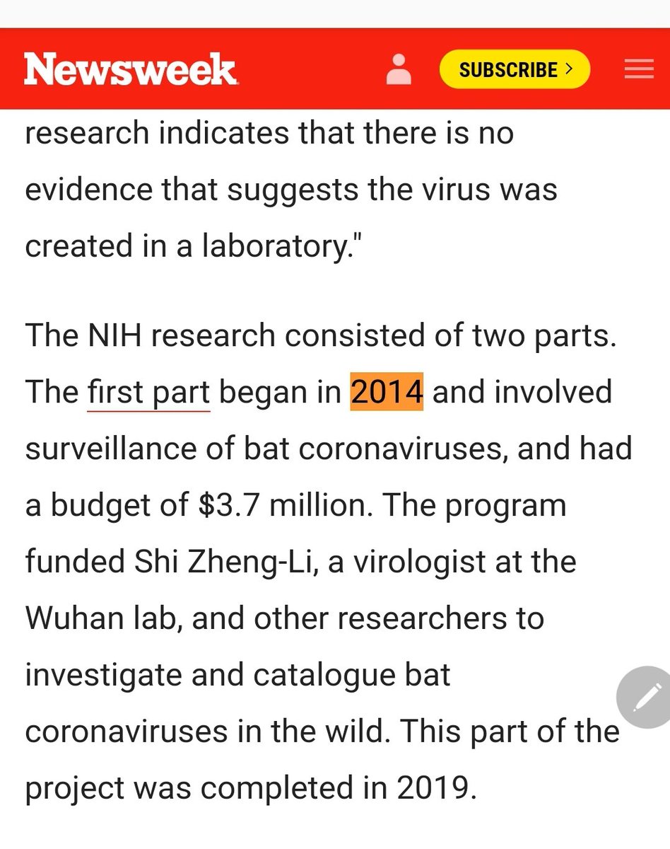 IN THE MIDST of all of this, NIH/Fauci approves 3.7 mil in grants to wuhan labs many of the studies had already been done, or were in the works, on "bat coronaviruses"--- familiar, or nah?