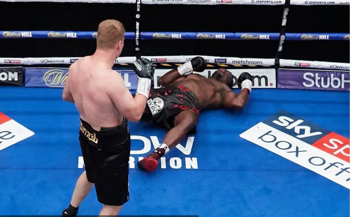 Boxing started again in Eddie's back garden and in empty studios.A man called Dillian was knocked out cold.