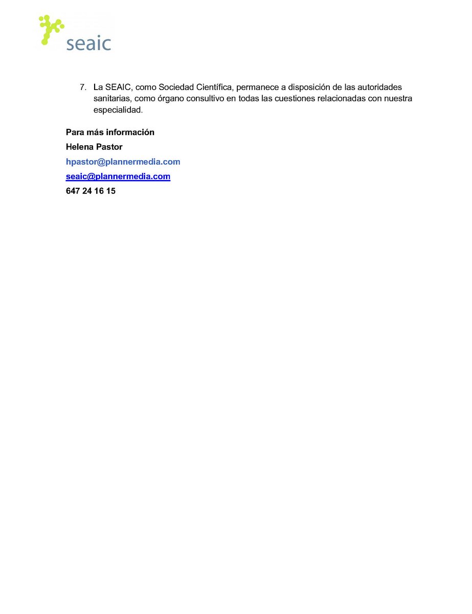 Comunicado de la SEAIC tras la recomendación de Reino Unido de no poner la vacuna anti #COVID19 de Pfizer a aquellos que tienen antecedentes de reacciones alérgicas graves. Más información en seaic.org/inicio/noticia…