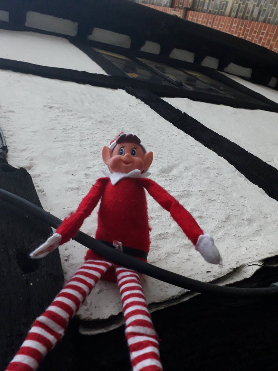 Climbing up one of the oldest shops  in #henley today. Where am I? #ElfOnTheShelf
