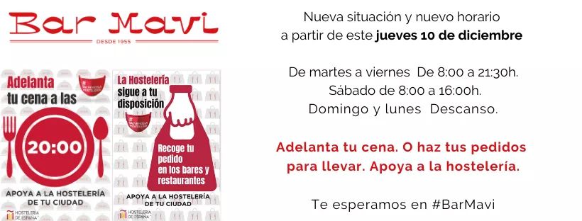 barmavi's tweet photo. Adecuamos nuestro horario a la nueva normativa 🙌🏻

Te esperamos en el #BarMavi 🔛 https://t.co/Ociuw0pFzR