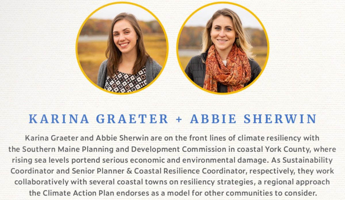 SMPDC_'s tweet photo. SMPDC's Karina Graeter and Abbie Sherwin are featured in @MaineClimate's Climate Action Plan! Their work ensuring a thriving, sustainable future for Maine's coastal towns is making waves!

Read more about their work here:
https://t.co/eBHPlxryKg https://t.co/Rhq5gGcNky