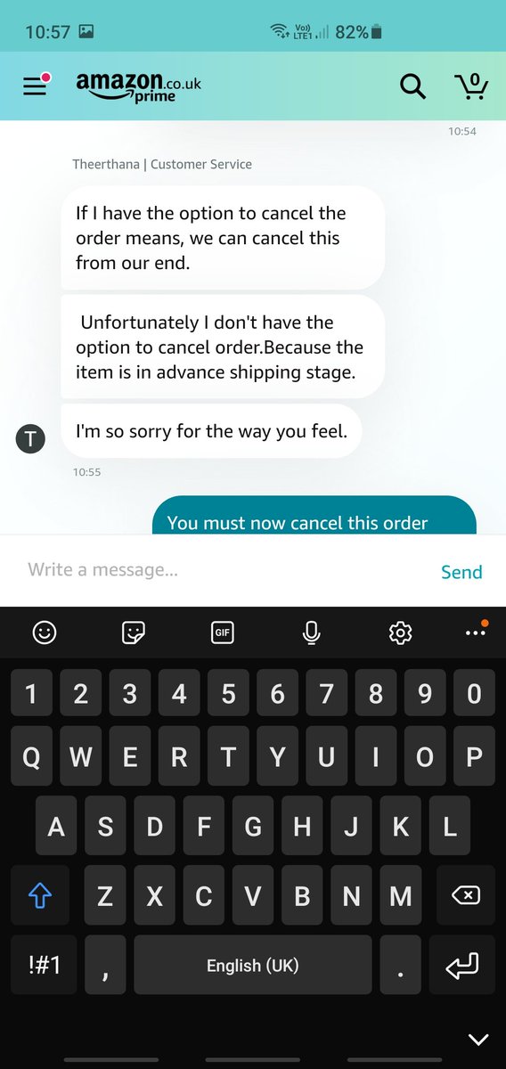 MamaUnschooling's tweet photo. The absolute insanity of @amazon saying they can't cancel my order because it's in the advance shipping stage and then confirming to me after that the item is unavailable 🤦‍♀️🙈 https://t.co/6tTohrTHWz