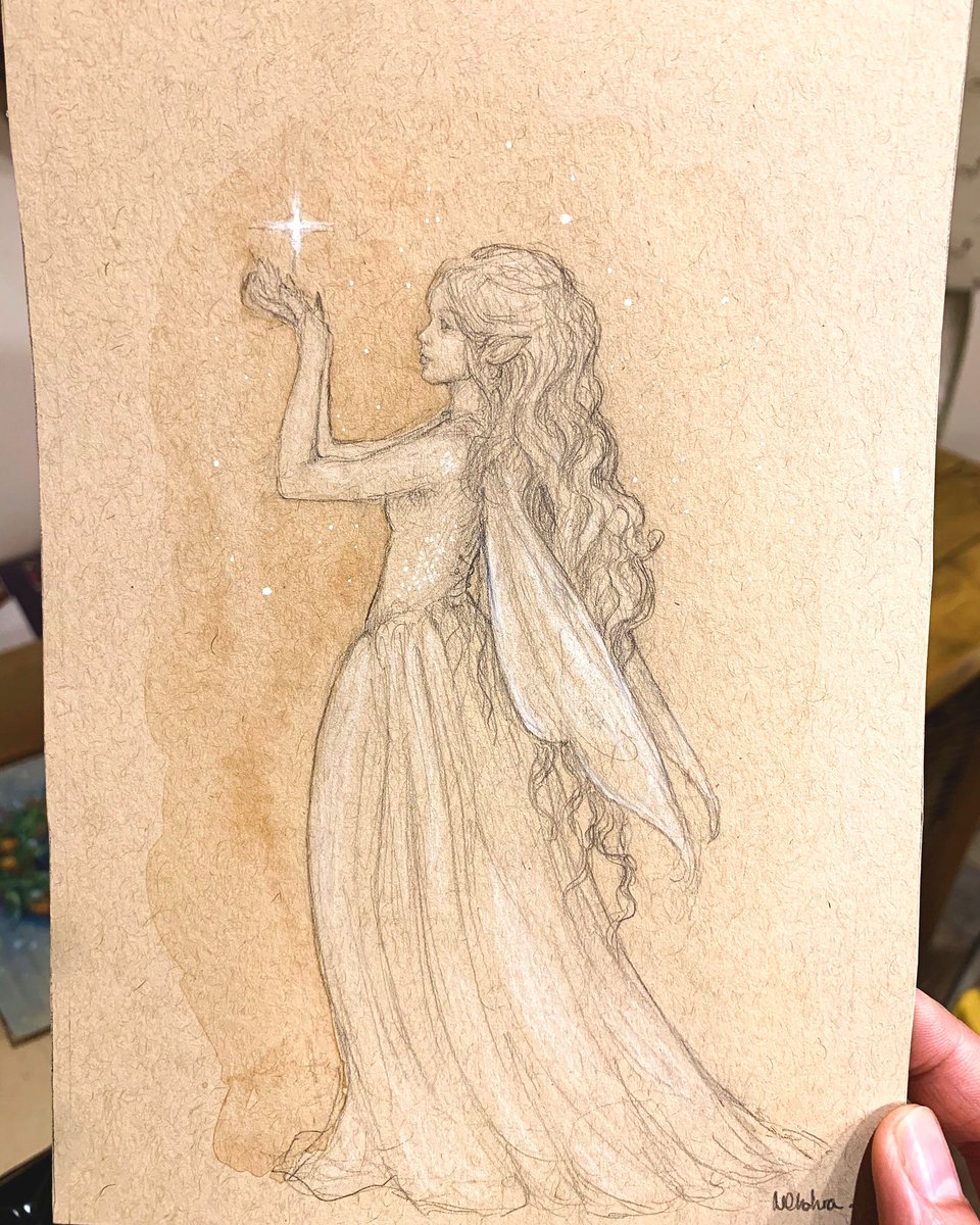 Day 9 (!) of the #12daywinterdraw with @adamoehlers  and @nomkinnearking and the prompt today is ‘Star’ ✨🥰 original sold
#art #artchallenge #festiveart #christmasart #star #fairy #faerie #faefolk #fantasyart #illustration #childrenbooks #childrensbookillustration