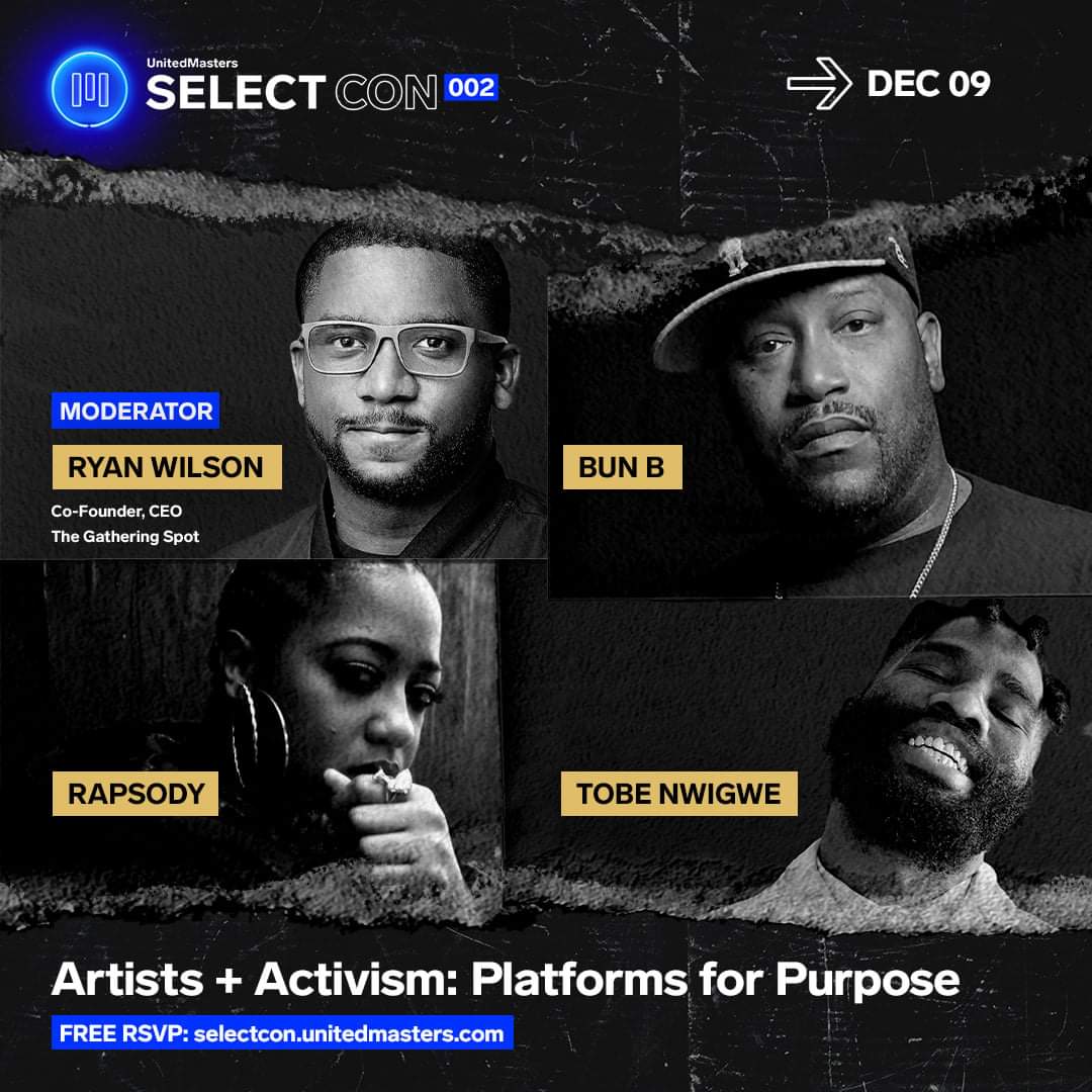 vibesinthecity's tweet photo. Artists, Producers, DJs, Promoters, Curators,  Publicists,  Managers, ETC. Make sure you RSVP. Free game for 2 days starting today. @unitedmasters #selectcon2 https://t.co/RBRoOSYO9C