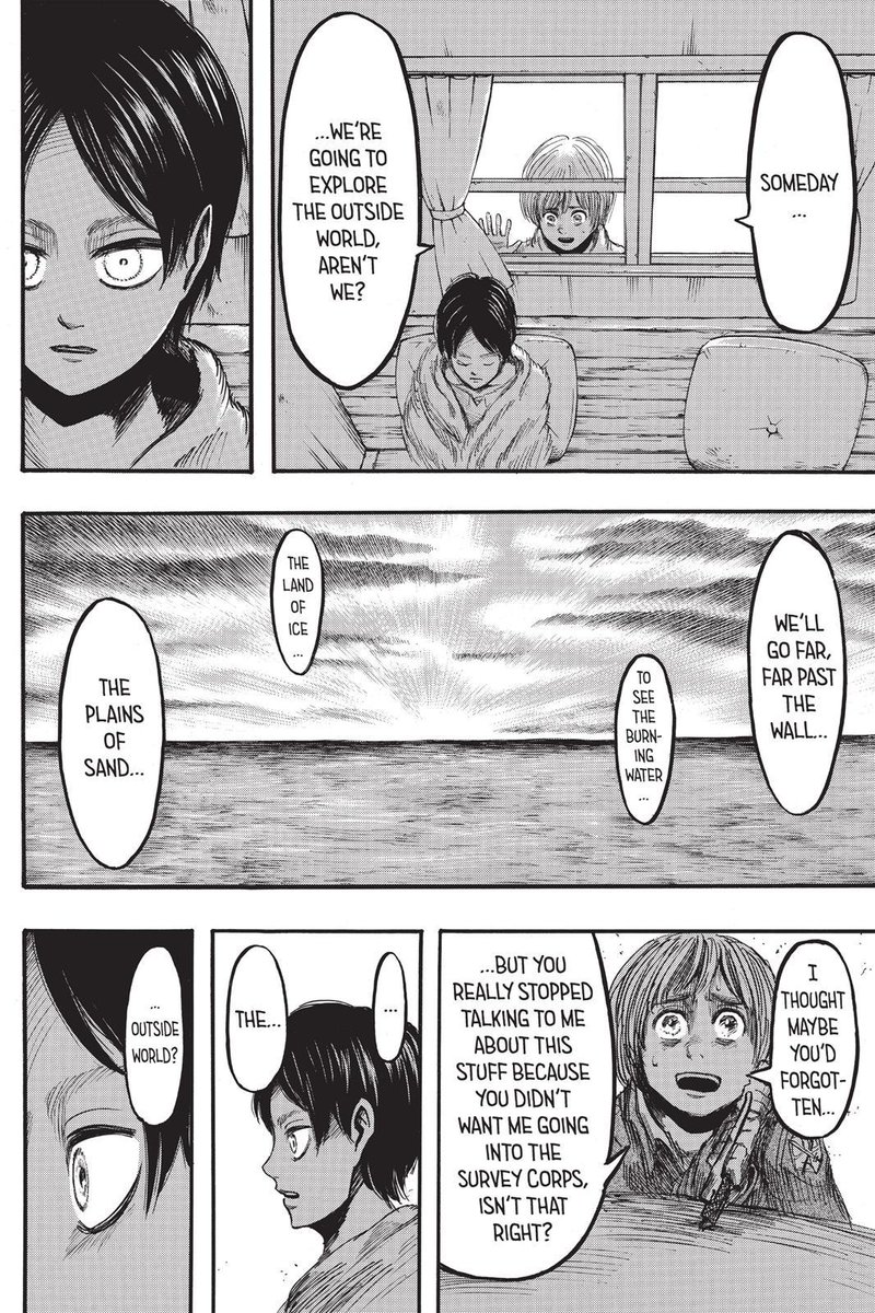 I forgot to insert the trost arc where armin woke eren up. that scene was amazing too and I wish we'd get to see similar scene for the final like I predicted in my theory thread !!but yes, I really love them both here.