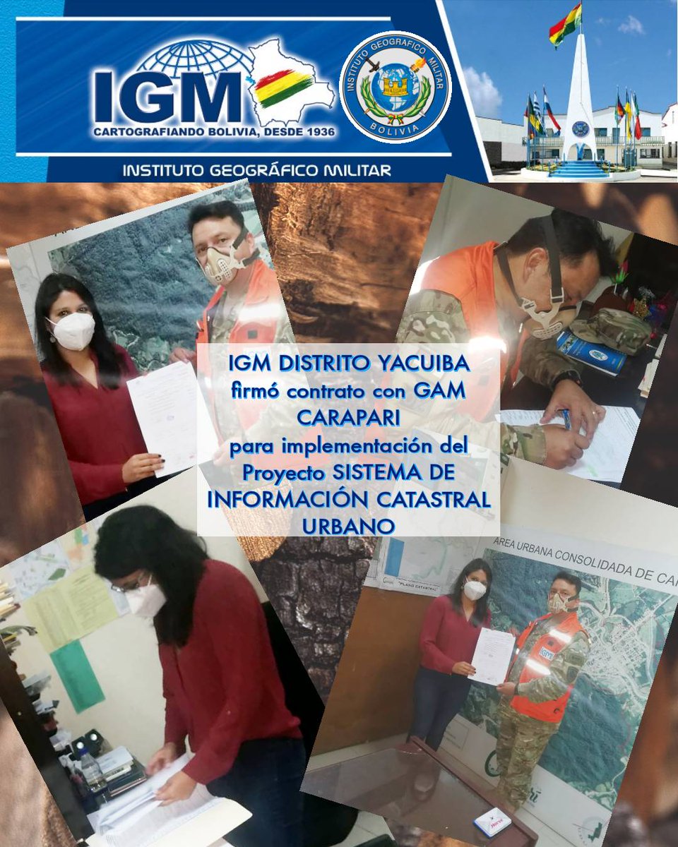IGMbolivia's tweet photo. #IGMdistritoYACUIBA
 
Realizó la firma del contrato para el Proyecto: IMPLEMENTACIÓN SISTEMA DE INFORMACIÓN CATASTRAL URBANO DEL GAM #CARAPARI. https://t.co/Vwz5lybCF3