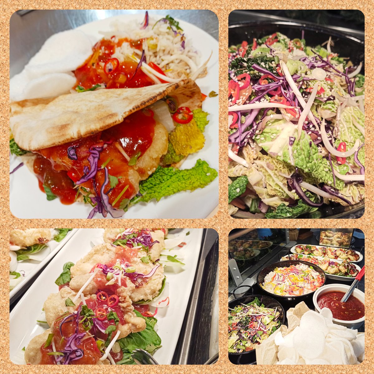 Korean Crispy chicken and Asian stir fried veg wrap with homemade sweet chilli sauce.🥬🥕🥡