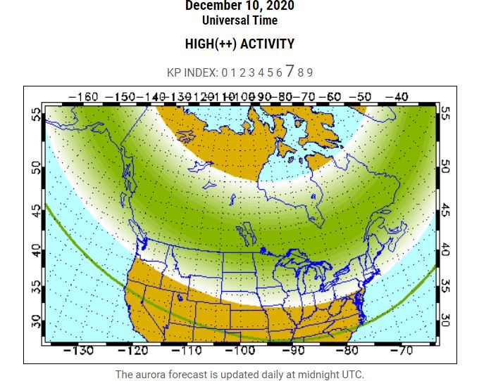 JasonBoyerWLOS's tweet photo. The latest viewing forecast for the Aurora Borealis shows a POSSIBILITY of seeing them as far south as N.C. Thursday night. Stay tuned! #wncwx #avlwx #ncwx https://t.co/SWFIRhYN0X