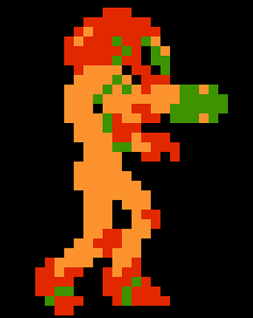 Samus NES sprite redraw, inspired by. #spriteredraw. @magdraws. 