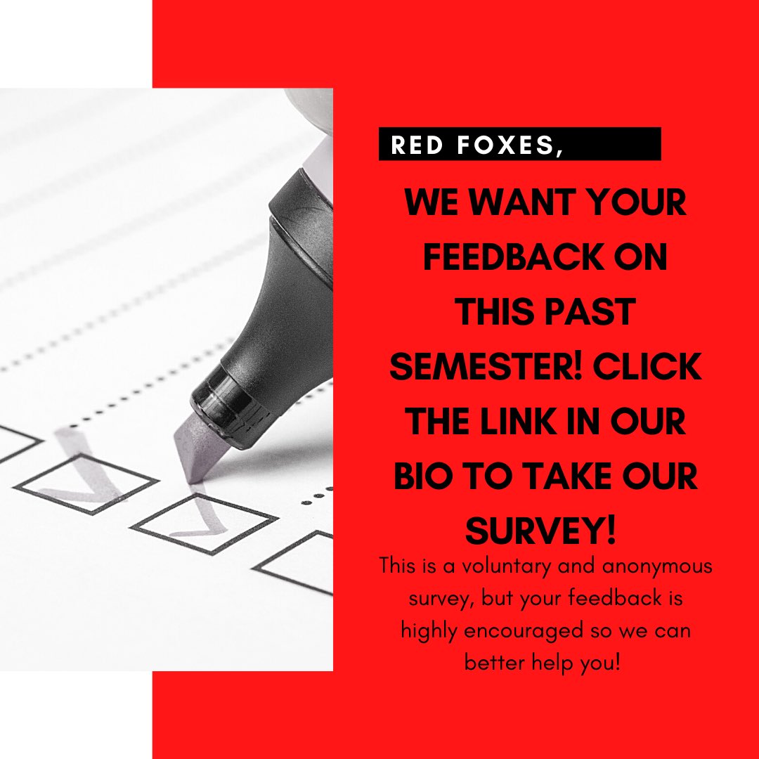 We hope your final exams and projects are going well. As we close out the fall semester, we are hoping to get some feedback from you on your athletic and academic experiences this semester. Click the link in our bio to access the survey!
