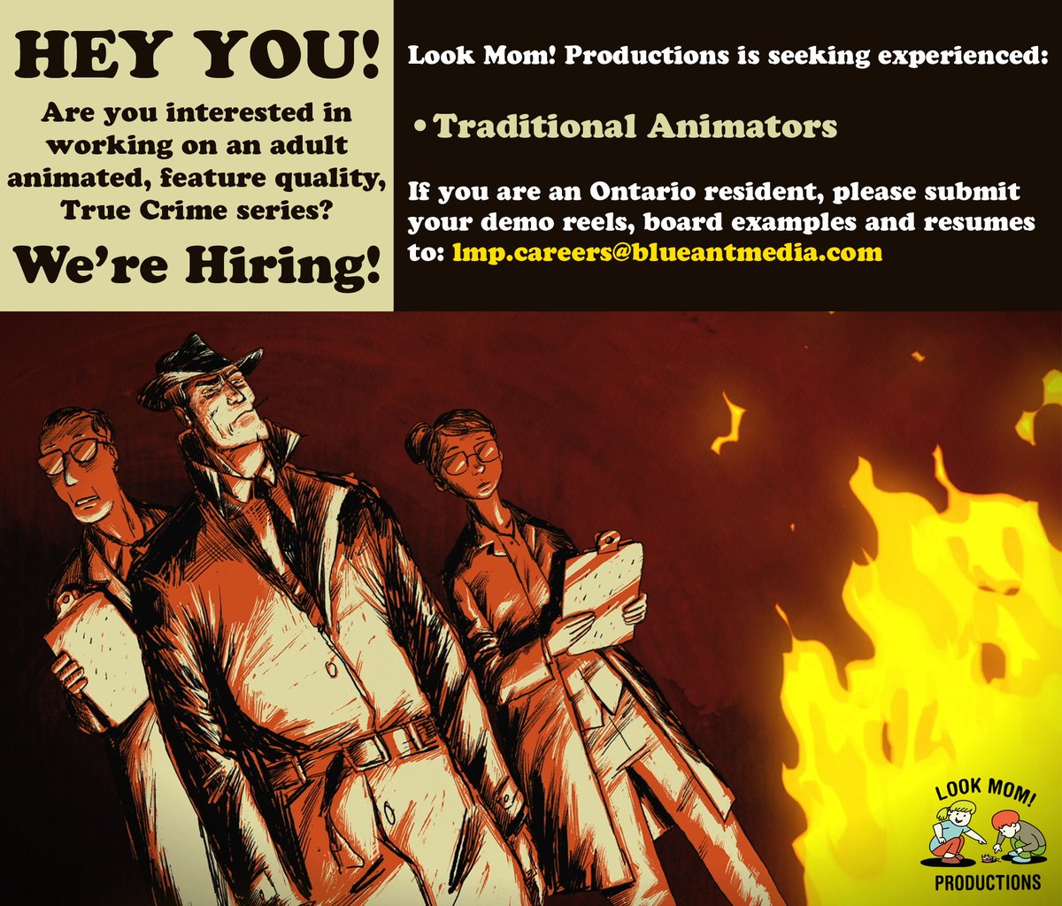 Exciting news Ontario! We’re hiring traditional animators @look_mom_productions ! Help us spread the word !!!