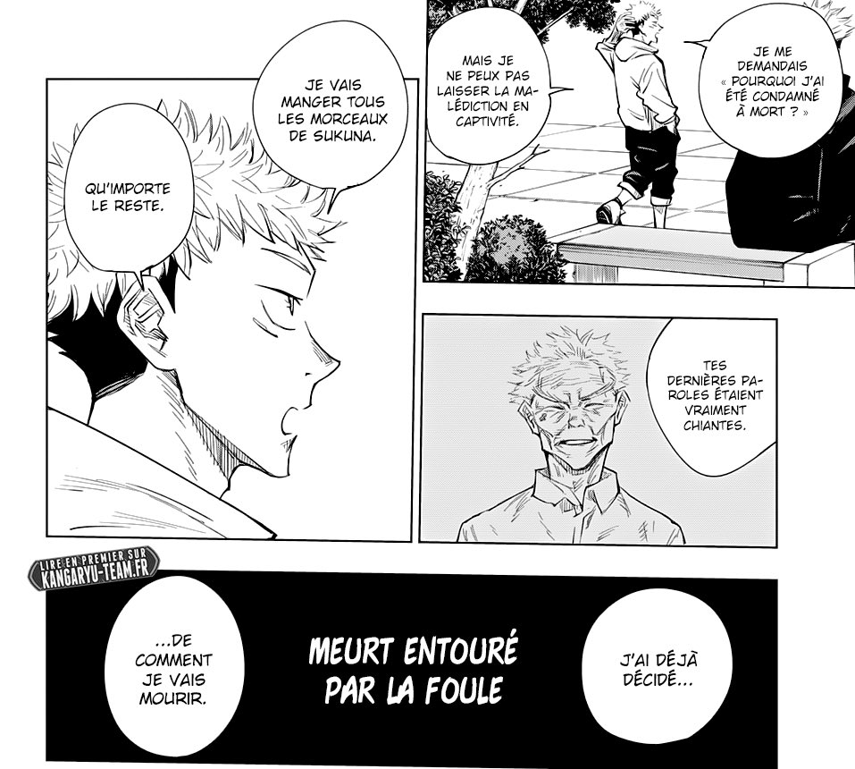 Lorsqu’il doit choisir quand mourir il décide de sauver les gens en se disant qu’il le fait pour honorer les dernières paroles de son grand père et il dit avoir choisi sa mort