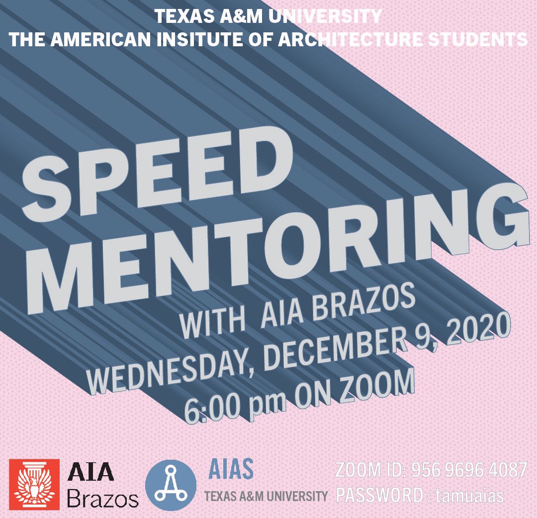 Looking forward to tonight’s virtual speed mentoring session with <a href="/tamu_aias/">TAMU AIAS</a>!

#aia #aias #collaboration